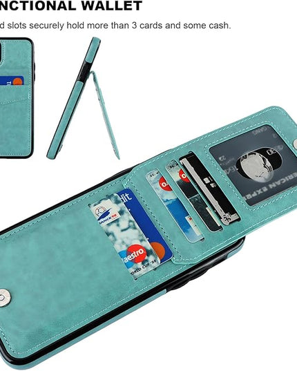KIHUWEY Compatible with iPhone 11 Pro Max Case Wallet with Credit Card Holder, Premium Leather Magnetic Clasp Kickstand Heavy Duty Protective Cover for iPhone 11 Pro Max 6.7 Inch(Mint Green)