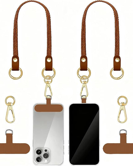 Stretchy Phone Lanyard Tether, 2 Pack Phone Leash Anti-theft Phone Strap for Anti-drop Outdoor Hiking Cycling Climbing Universal for Most Cell Phones, Dark Brown