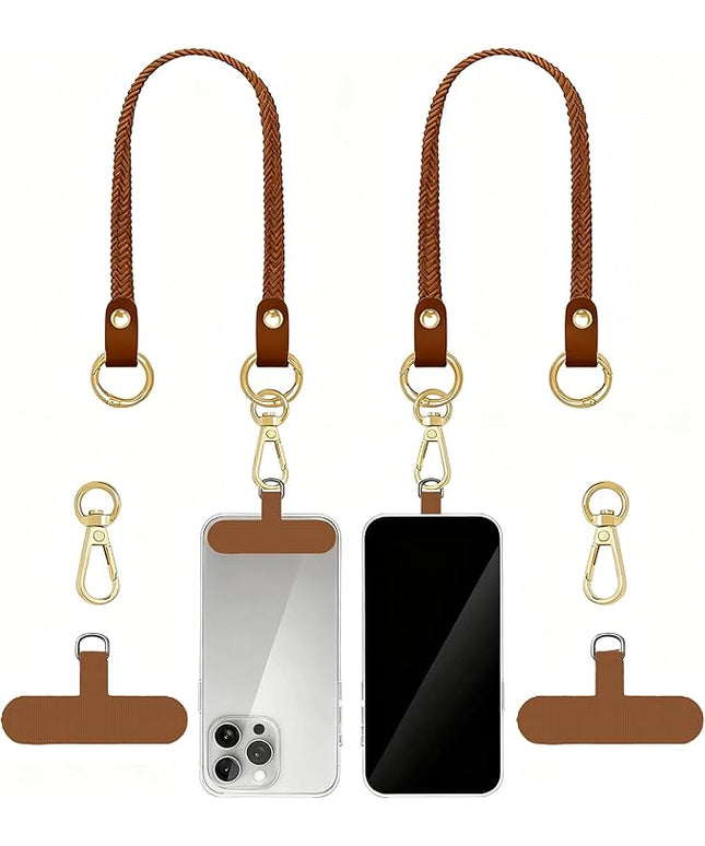 Stretchy Phone Lanyard Tether, 2 Pack Phone Leash Anti-theft Phone Strap for Anti-drop Outdoor Hiking Cycling Climbing Universal for Most Cell Phones, Dark Brown