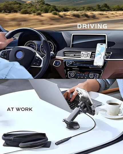 CHGeek Wireless Car Charger, 2026 Upgrade 15W Fast Charging Auto Clamping Car Phone Holder Charger, Phone Holders for car Mount, fit for iPhone 17 16 15 14 13 Mini Pro Max XR,Samsung Galaxy S25 Ultra