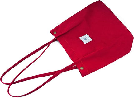 Corduroy Tote Bag Cute Tote Bags for Women Shoulder Bag with Inner Pocket for Work Beach Travel and Shopping Grocery
