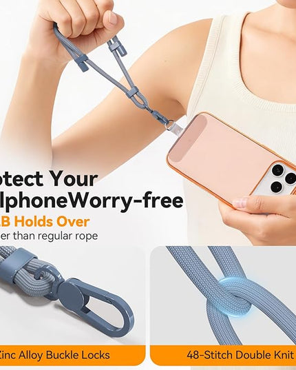 Phone Wrist Strap with 2 Phone Tether Tab, 2 Pack Adjustable Anti-Theft Cell Phone Lanyard for Travel & Outdoors