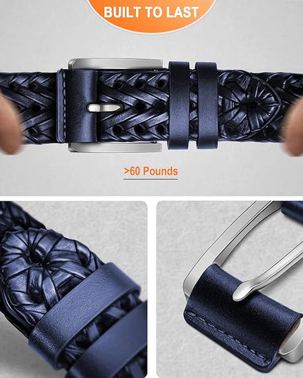 BULLIANT Mens Belts,Leather Woven Braided Belts for Gift Men Casual Jeans Golf