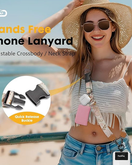 Phone Lanyard Crossbody, Boho Rainbow Cell Phone Strap for Around The Neck Adjustable, Leaf Sun Moon Teacher Anti Theft Cute Lanyard for iPhone Case ID Holder Keys Accessories Travel Essential
