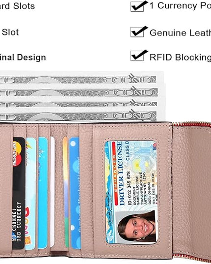 Lavemi Ultra Thin Small Compact Leather Womens Girls Wallets RFID Blocking Credit Card Holder for Women