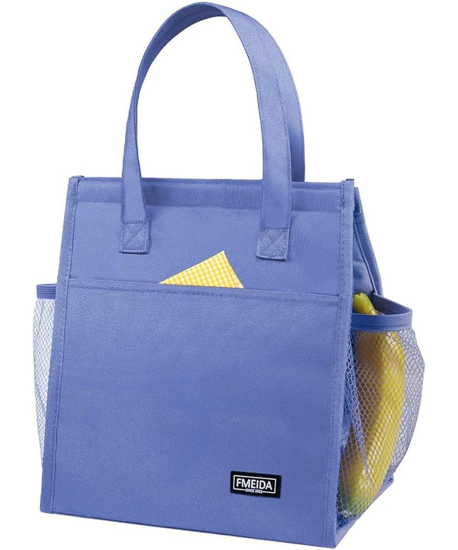 Fmeida Insulated Lunch Bag Women, 9L Large Lunch Bags with Multiple Pockets, Reusable Thermal Cooler Tote for Work, Office, Picnic, Travel | Hook and Loop Closure, Purple