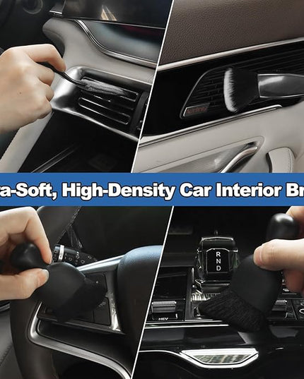 NIKCOSMK Windshield Cleaner Tool, 14Pcs Car Cleaning Kit - Car Interior Detailing Kit with Extendable Handle, Cleaning Gel & Microfiber Pads, All-in-One Inside Car Cleaning Supplies for Women Men