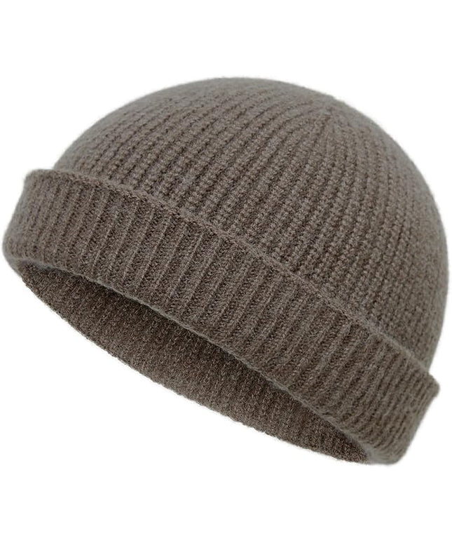 vidsel Thin Wool Fisherman Beanie Hat for Men Women Fall Winter,Short Knit Cuffed Fashion Trawler Skull Cap,Watch Cap