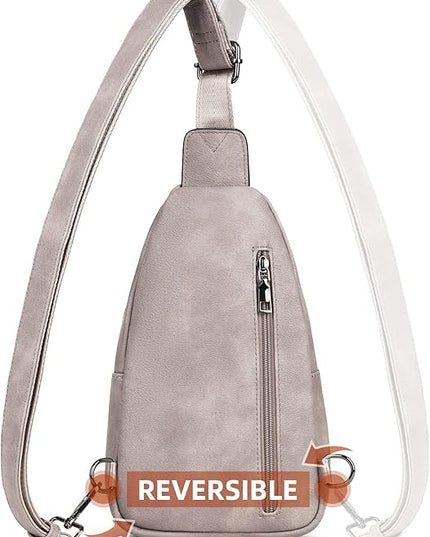 MASINTOR Sling Bag for Women - Crossbody Bags Fanny Pack with Vegan Leather - Adjustable Sling Backack for Travel