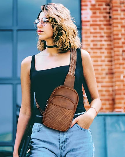 Leather Crossbody Bags for Women Small Sling Bag Anti Theft RFID Chest Purse Fanny Pack for Travel