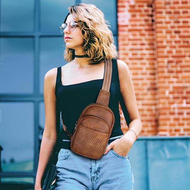 Leather Crossbody Bags for Women Small Sling Bag Anti Theft RFID Chest Purse Fanny Pack for Travel