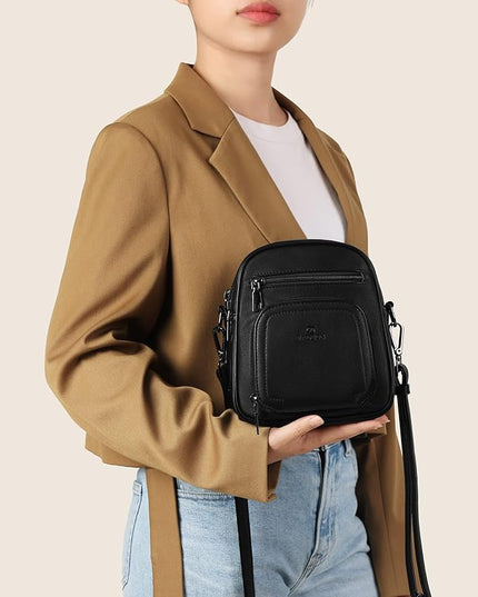 FADEON Small Purses for Women Crossbody Bags, Designer PU Leather Mini Cross Body Purse Travel Shoulder Bag Card Slots