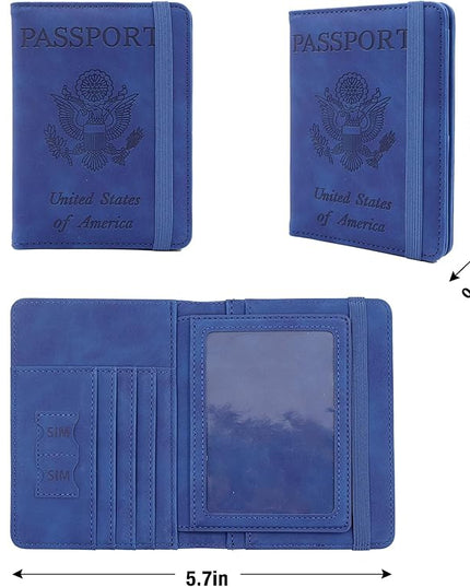 Melsbrinna Rfid Passport Holder for Travel women/Men, Cute Passport Wallet Rfid Blocking Card Slots, Rfid Passport Cover/CaseTravel Wallet, Passport Book Holder (1, Blue5)