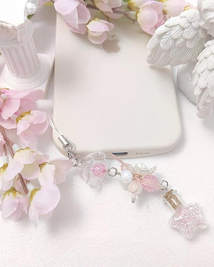 1-4PCS Cute Phone Charms Aesthetic Y2K Cell Phone Charms Strap Strawberry Butterfly Star PhoneCharm Y2K Accessories for Bag Keychain Airpods Camera Pendants Decor