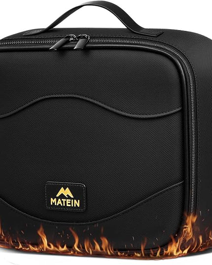 MATEIN Fireproof Travel Electronic Organizer for Women, 2-in-1 Tech Cable Organizer Pouch & Makeup Bag with Mirror, Water Resistant Portable Storage for Cosmetics, Charger, Electronics Accessories