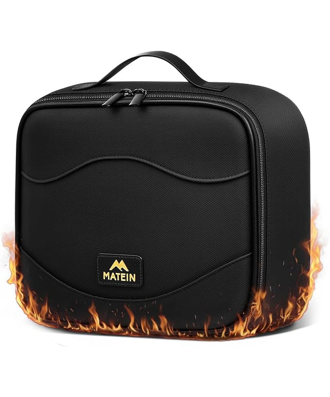 MATEIN Fireproof Travel Electronic Organizer for Women, 2-in-1 Tech Cable Organizer Pouch & Makeup Bag with Mirror, Water Resistant Portable Storage for Cosmetics, Charger, Electronics Accessories