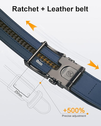 JUKMO 1.5" (38mm) Leather Ratchet Belt for Men in Gift Box