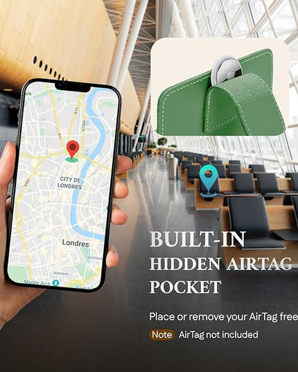 ALLIVE Rfid Passport Holder for Travel Women, Rfid Passport Cover Wallet, Genuine Leather Passport Holder for Travel with AirTag Hidden, Airport Essentials, Travel Gifts (Avocado Green)
