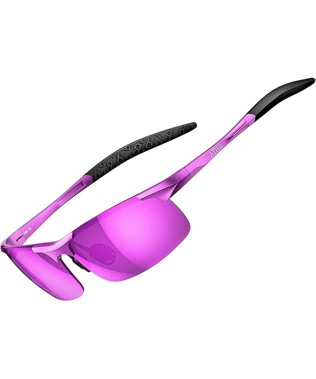 ATTCL Polarized Sunglasses Men Sports: UV Protection Anti Glare Wrap Around Lightweight Metal Driving Fishing Golf Running