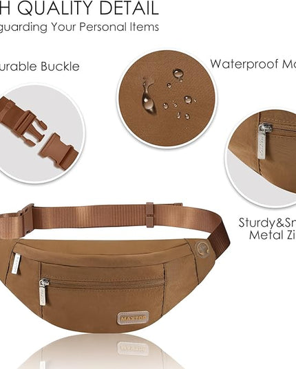 MAXTOP Large Crossbody Fanny Pack with 4-Zipper Pockets,Gifts for Enjoy Sports Festival Workout Traveling Running Casual Hands-Free Wallets Waist Pack Phone Bag Carrying All Phones