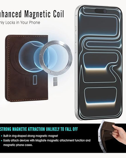 ASAPDOS For MagSafe Wallet,Magnetic Card Holder RFID Blocking Wallet with 5 Card Slots & Cash Pocket For iPhone 17/16/ 15/14/ 13/12/ Pro/Max/Plus/Air Vintage Brown