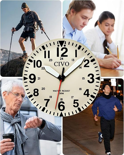 CIVO Analog Wrist Watches for Men: Waterproof Stainless Steel Mens Watches - Silver Watch with Easy Read Dial Men's Watch for Gift
