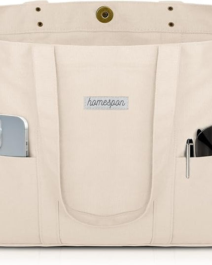 HOMESPON Large Canvas Tote Bag for Women Everything Bag with Pockets and Laptop Sleeve