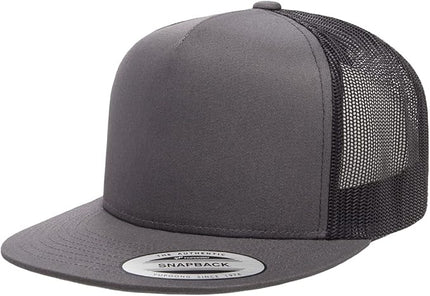 Yupoong 5-Panel YP Classic Trucker Cap | High Profile Flat Visor Snapback | OSFM | Bulk Packs Available