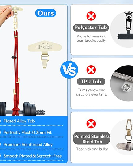 Adjustable Anti-Theft Phone Lanyard Neck & Crossbody Strap with 0.2mm Metal Tab & Comfort-Fit 8mm Rope(Tangerine)