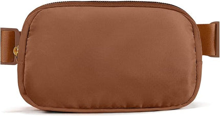 Cwualo Belt Bag Zipper Fanny Pack Crossbody Bags for Women,Fashion Nylon Waist Packs, Water Repellent Two Way wear with Adjustable Strap Gifts for Teenage Girls Women Men(Brown)