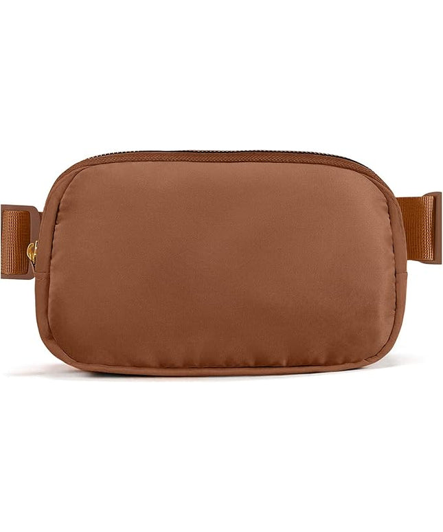 Cwualo Belt Bag Zipper Fanny Pack Crossbody Bags for Women,Fashion Nylon Waist Packs, Water Repellent Two Way wear with Adjustable Strap Gifts for Teenage Girls Women Men(Brown)