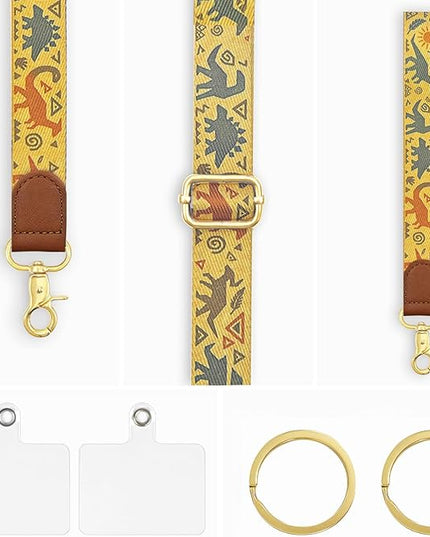 Phone Lanyard Crossbody with Wrist Strap, Adjustable Retro Dinosaur Neck & Wrist Lanyard for Phones and Case Accessories