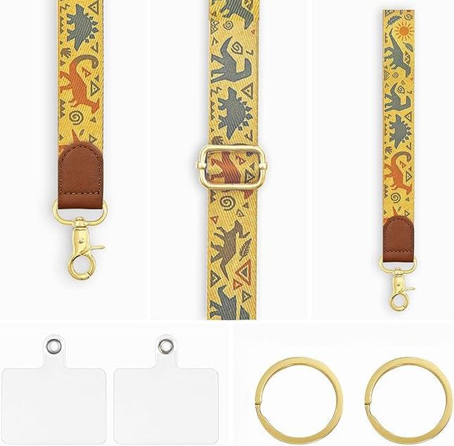 Phone Lanyard Crossbody with Wrist Strap, Adjustable Retro Dinosaur Neck & Wrist Lanyard for Phones and Case Accessories