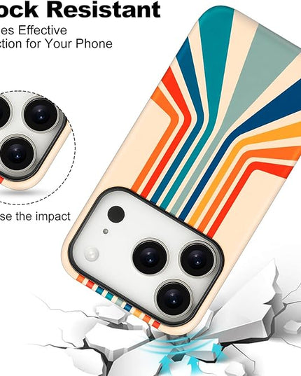 Magnetic for iPhone 17 Pro Case Cute Frog Stripes Phone Case, Summer Shockproof Slim TPU and Hard PC Protective Phone Cover Compatible with MagSafe Designed for Women Girls