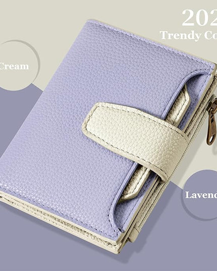 Airkit Small Wallet Women RFID Blocking Soft Leather Bifold Compact Card Holder Wallet for Women with Zipper Coin Pocket 4 ID Window