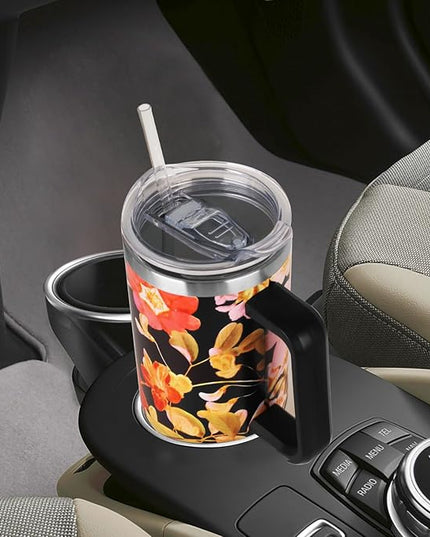 SYACOT 40 oz Tumbler with Handle and Straw Stainless Steel Insulated Tumbler Leak Proof Lid and Straw Lid Reusable Travel Mug Coffee Mug Cup Dishwasher Safe Keep Drinks Cold and Hot (Jasmine)