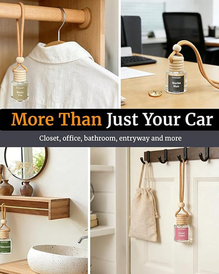 Car Air Fresheners, Aromtopia Hanging Car Fragrance Diffuser, 2 Pack, Long-lasting, Car Rear View Mirror Accessories, Automotive Odor Eliminator - Amber Luxe Scent