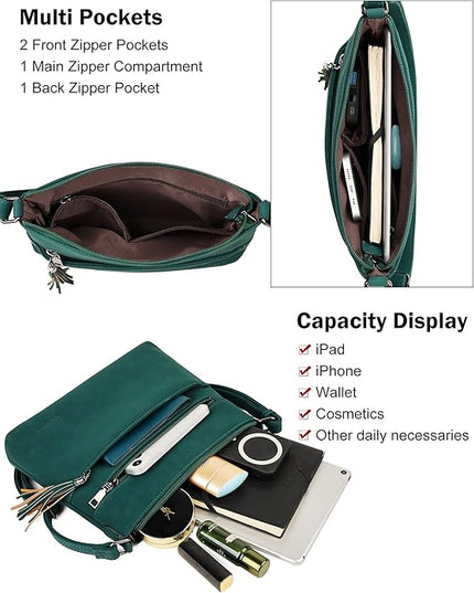 MASINTOR Crossbody Bags for Women, Lightweight Medium Crossbody Purse, Soft Leather Women's Shoulder Handbags with Tassel