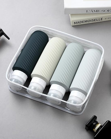 Travel Bottles for Toiletries, Large 6oz Travel Size Containers, BPA Free Leak Proof Tubs Refillable Liquid Accessories with Toiletry Bag for Cometic Shampoo and Lotion Soap (4 Pack)