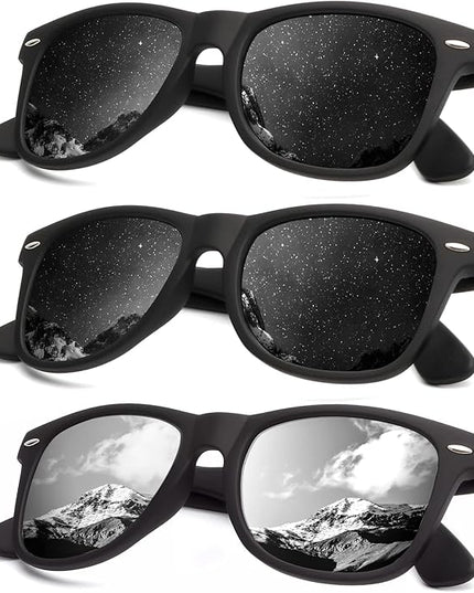 KALIYADI Polarized Sunglasses for Men and Women Matte Finish Sun glasses Color Mirror Lens UV Blocking (3 Pack)