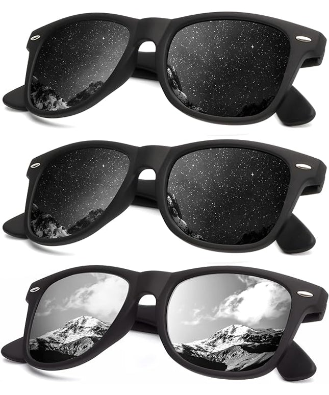 KALIYADI Polarized Sunglasses for Men and Women Matte Finish Sun glasses Color Mirror Lens UV Blocking (3 Pack)