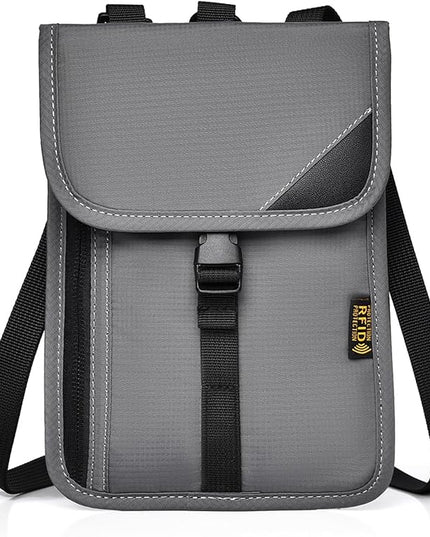 Passport Holder for Travel Pouch Neck Wallet for Traveling Women Men with RFID Blocking Waterproof and Slim Neck Pouch Adjustable Neck Strap (Z-Dark grey)