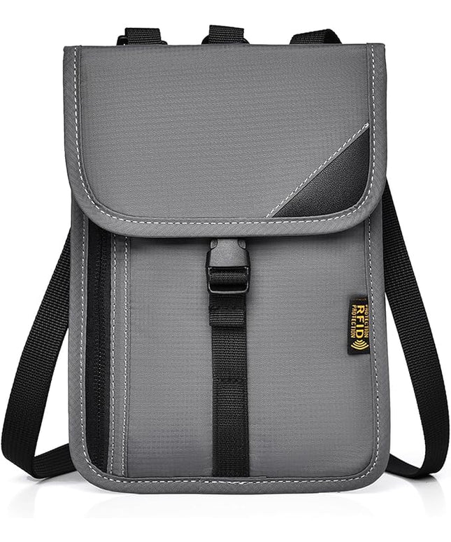 Passport Holder for Travel Pouch Neck Wallet for Traveling Women Men with RFID Blocking Waterproof and Slim Neck Pouch Adjustable Neck Strap (Z-Dark grey)