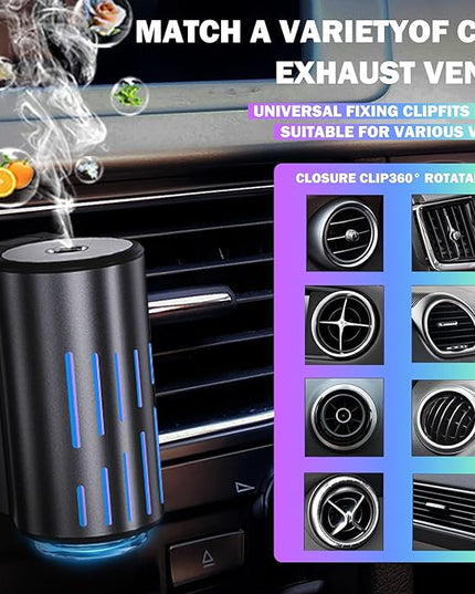Car Air Freshener,Smart Car Air Freshener, Suitable For Car Diffusers And Home Use,Automatic On/Off,10 Scents,Car Diffusers Have 3 Adjustable Modes,Car Essential Oil Diffusers Have 10 Refill Bottles