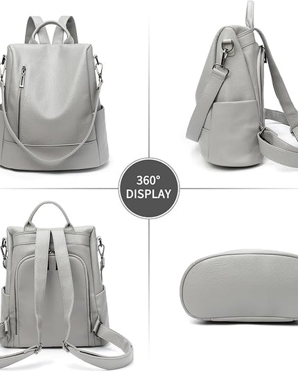 Didida Fashion Backpack Purse For Women Anti-theft Rucksack Pu Leather Lightweight Water-resistant Shoulder Bag,Gray