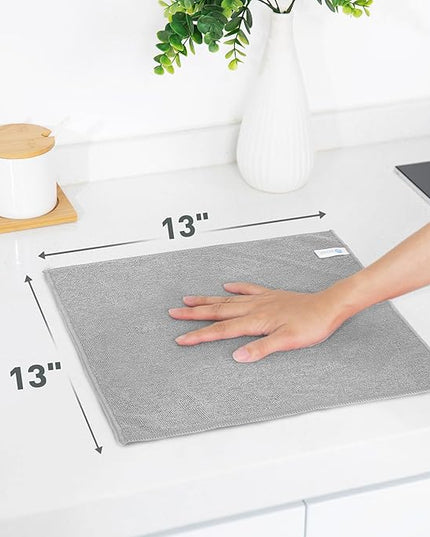 Gray Microfiber Cleaning Cloth 13"x13", Ultra Soft Absorbent Microfiber Cleaning Rags for Housekeeping Cleaning Supplies, Lint Free Reusable Cleaning Cloths for House Washable, Pack of 12