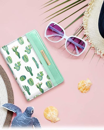 Passport Holder Cover Travel RFID Blocking Passport Cover Rose Gold Cute Flowers Passport Wallet with Elastic Band for Women