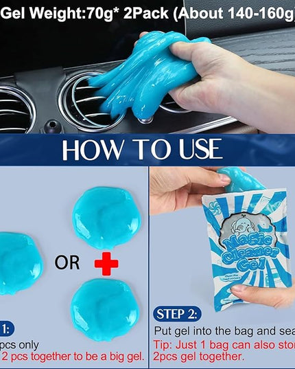 Car Interior Duster Detail Brush Cleaning Gel Kit, Soft Dash Vent Dusting Slime Putty Detailing Brushes Accessories Essentials Supplies Tools for Auto,Truck,SUV,RV