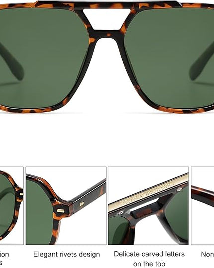 SOJOS Retro Trendy Aviator Polarized Sunglasses Men Women Vintage 70s Square Stylish Frame Sun Glasses SJ2283