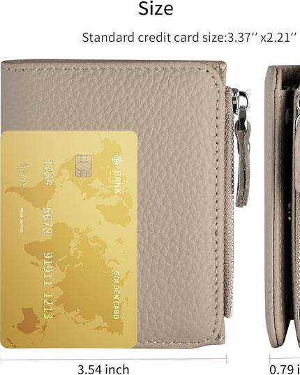 ilovever Small Wallet Women Soft Leather RFID Blocking Card Holder with Zipper Pocket Bifold wallet,Grey